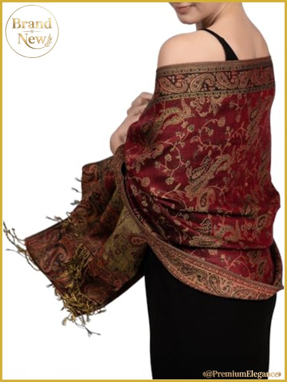 Reversible Paisley Pashmina Shawl Wrap Viscose Acrylic Lightweight